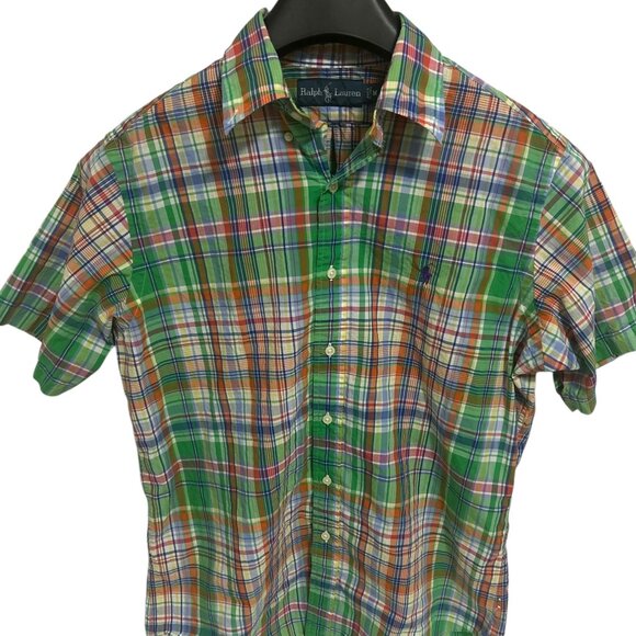 Ralph Lauren Mens Button Down Short Sleeve Plaid Check Shirt Size Medium - Picture 1 of 6